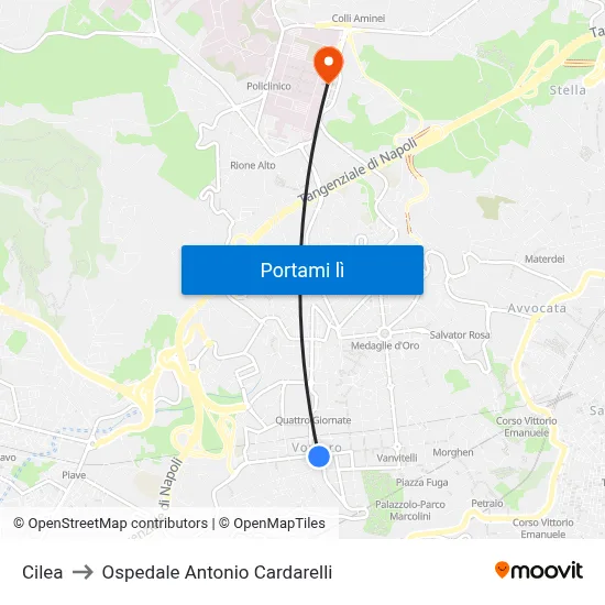 Cilea to Ospedale Antonio Cardarelli map