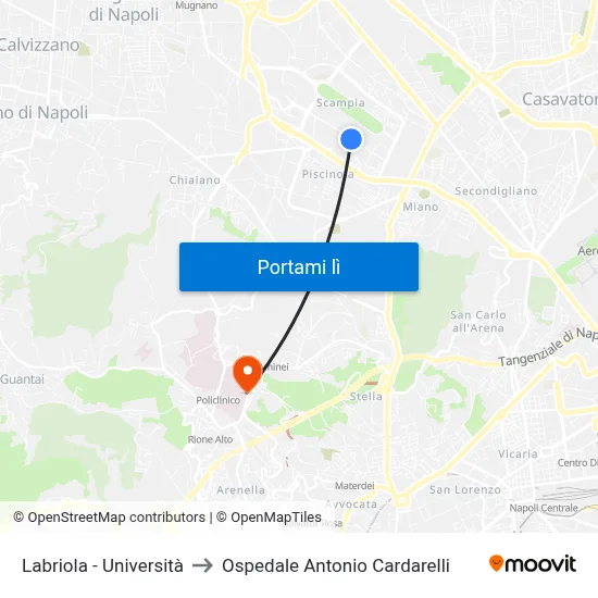Labriola - Università to Ospedale Antonio Cardarelli map