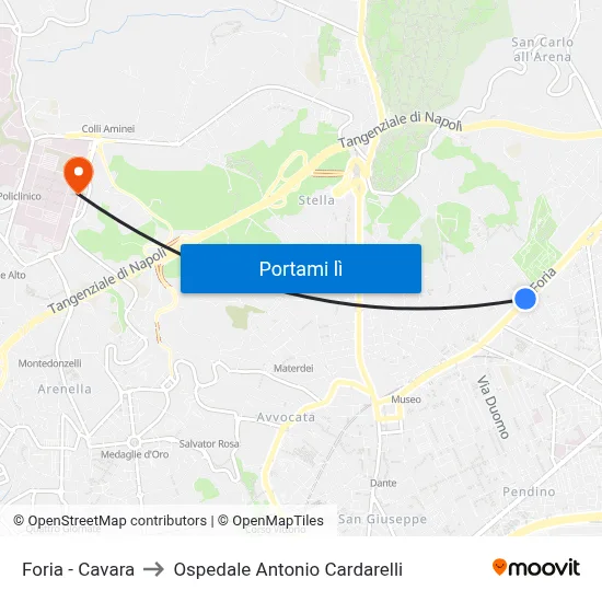 Foria - Cavara to Ospedale Antonio Cardarelli map