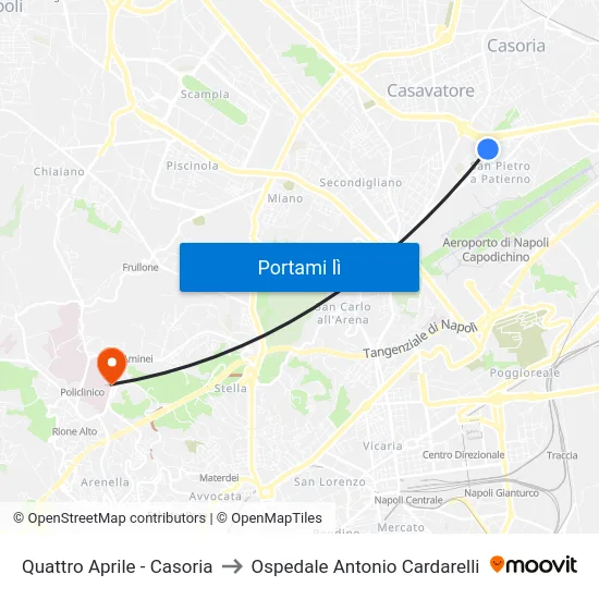 Quattro Aprile - Casoria to Ospedale Antonio Cardarelli map