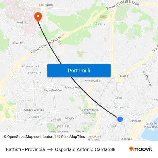 Battisti - Provincia to Ospedale Antonio Cardarelli map