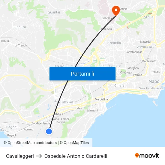 Cavalleggeri to Ospedale Antonio Cardarelli map