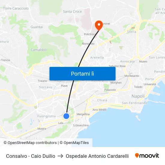 Consalvo - Caio Duilio to Ospedale Antonio Cardarelli map