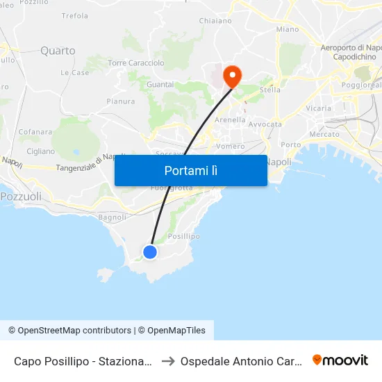 Capo Posillipo - Stazionamento to Ospedale Antonio Cardarelli map