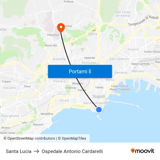 Santa Lucia to Ospedale Antonio Cardarelli map