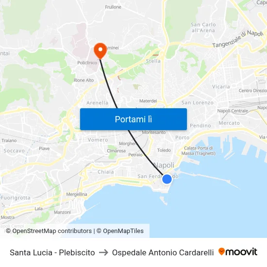 Santa Lucia - Plebiscito to Ospedale Antonio Cardarelli map