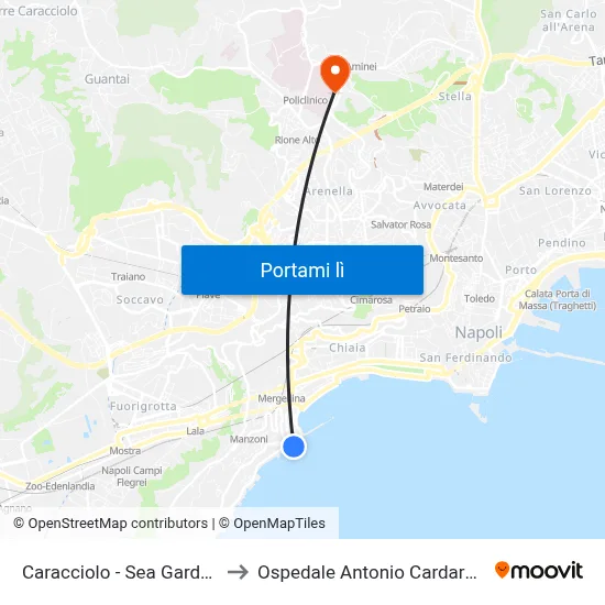 Caracciolo - Sea Garden to Ospedale Antonio Cardarelli map