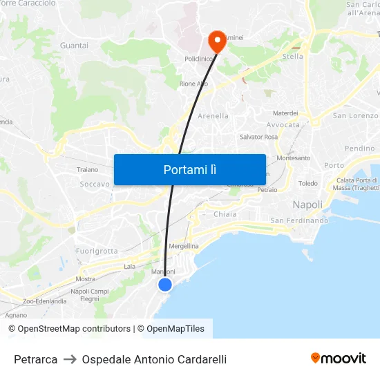 Petrarca to Ospedale Antonio Cardarelli map