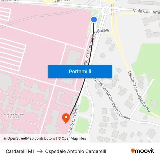 Cardarelli M1 to Ospedale Antonio Cardarelli map
