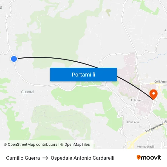 Camillo Guerra to Ospedale Antonio Cardarelli map