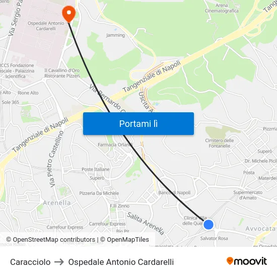 Caracciolo to Ospedale Antonio Cardarelli map
