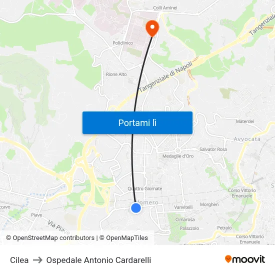 Cilea to Ospedale Antonio Cardarelli map