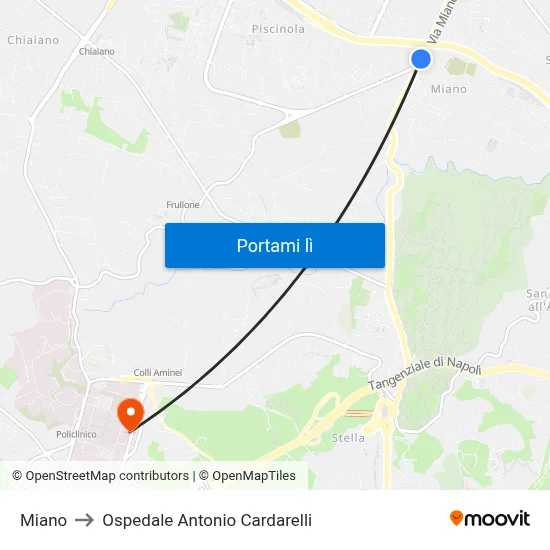 Miano to Ospedale Antonio Cardarelli map