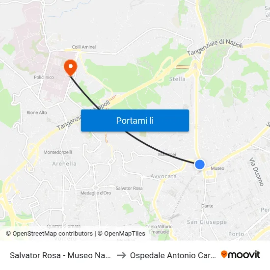 Salvator Rosa - Museo Nazionale to Ospedale Antonio Cardarelli map