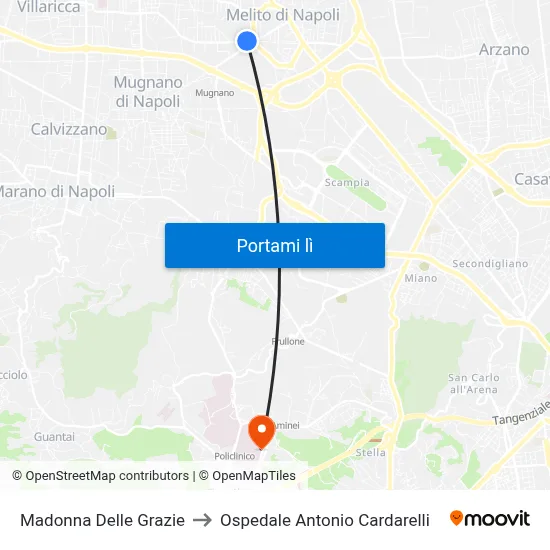 Madonna Delle Grazie to Ospedale Antonio Cardarelli map