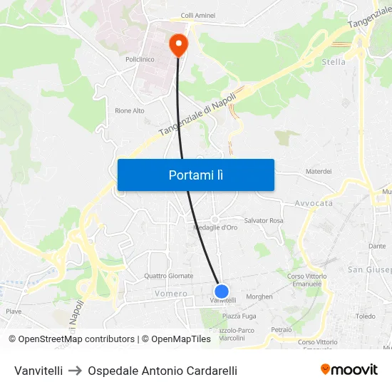 Vanvitelli to Ospedale Antonio Cardarelli map