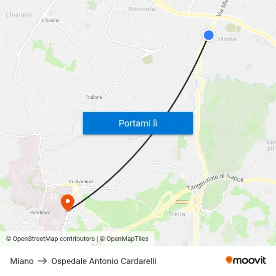 Miano to Ospedale Antonio Cardarelli map