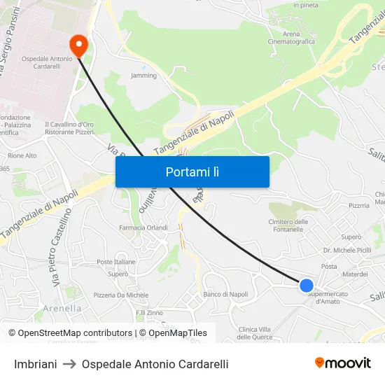 Imbriani to Ospedale Antonio Cardarelli map