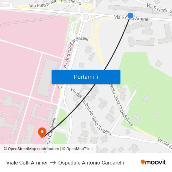 Viale Colli Aminei to Ospedale Antonio Cardarelli map