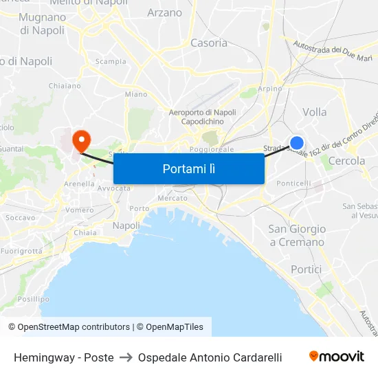 Hemingway - Poste to Ospedale Antonio Cardarelli map