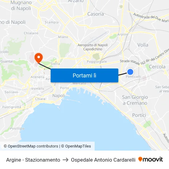 Argine - Stazionamento to Ospedale Antonio Cardarelli map