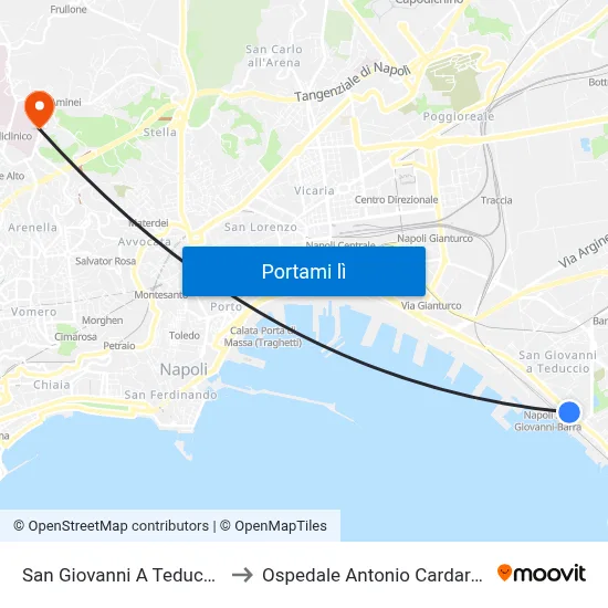 San Giovanni A Teduccio to Ospedale Antonio Cardarelli map