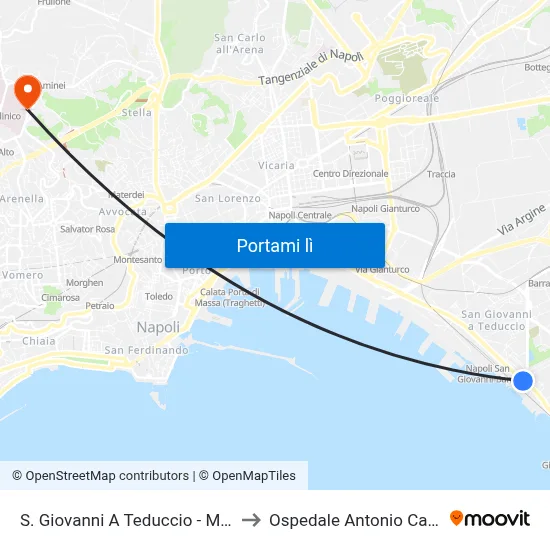 S. Giovanni A Teduccio - Municipio to Ospedale Antonio Cardarelli map