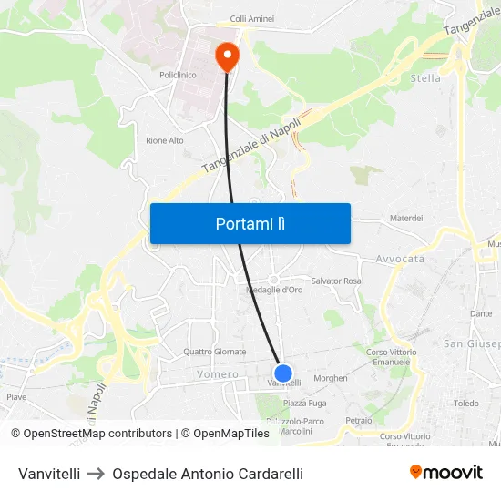Vanvitelli to Ospedale Antonio Cardarelli map