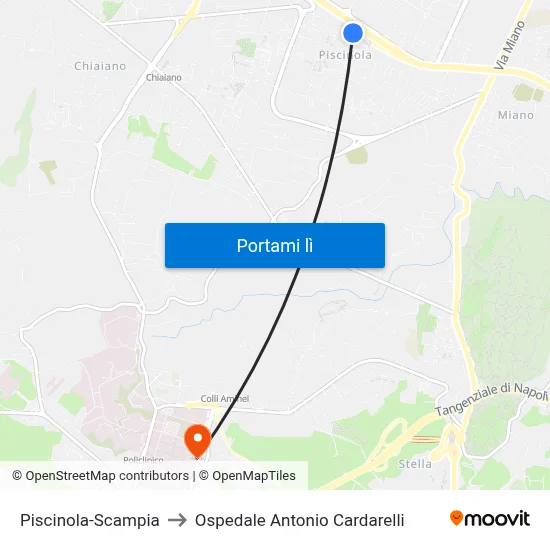 Piscinola-Scampia to Ospedale Antonio Cardarelli map
