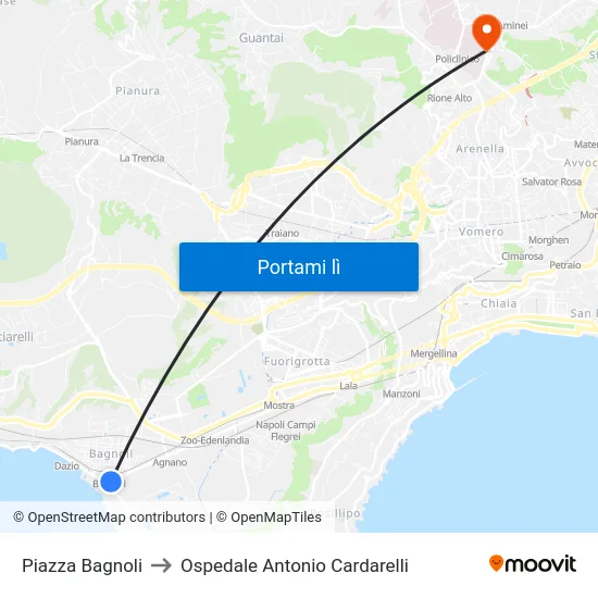 Piazza Bagnoli to Ospedale Antonio Cardarelli map