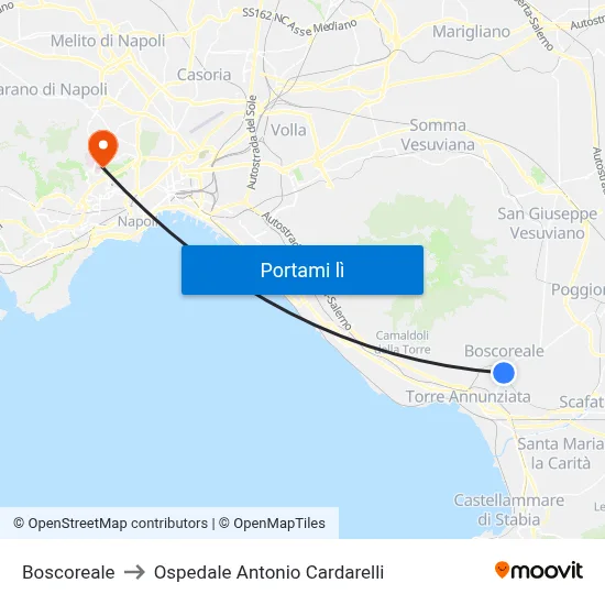 Boscoreale to Ospedale Antonio Cardarelli map