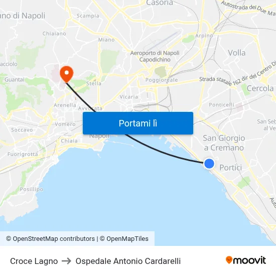 Croce Lagno to Ospedale Antonio Cardarelli map