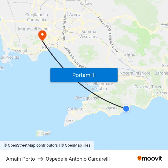 Amalfi Porto to Ospedale Antonio Cardarelli map