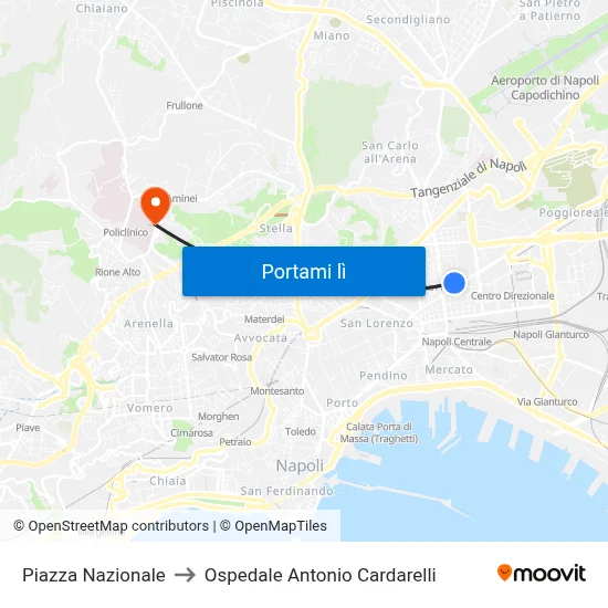 Piazza Nazionale to Ospedale Antonio Cardarelli map