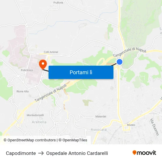 Capodimonte to Ospedale Antonio Cardarelli map