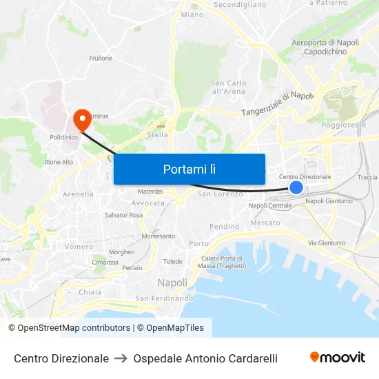 Centro Direzionale to Ospedale Antonio Cardarelli map