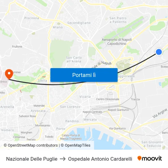 Nazionale Delle Puglie to Ospedale Antonio Cardarelli map