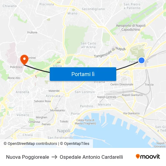 Nuova Poggioreale to Ospedale Antonio Cardarelli map
