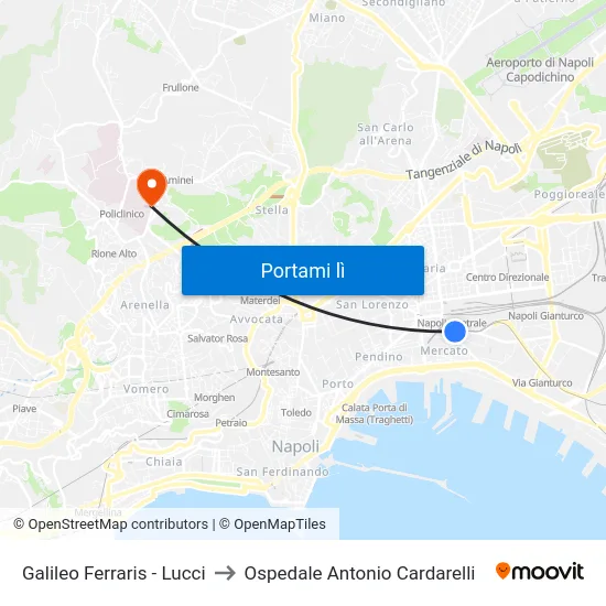 Galileo Ferraris - Lucci to Ospedale Antonio Cardarelli map