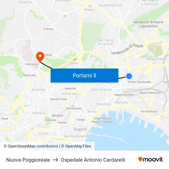 Nuova Poggioreale to Ospedale Antonio Cardarelli map