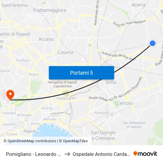 Pomigliano - Leonardo Spa to Ospedale Antonio Cardarelli map