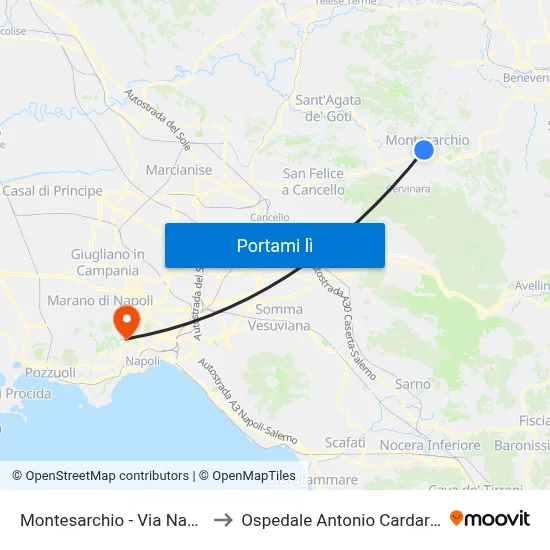 Montesarchio - Via Napoli to Ospedale Antonio Cardarelli map