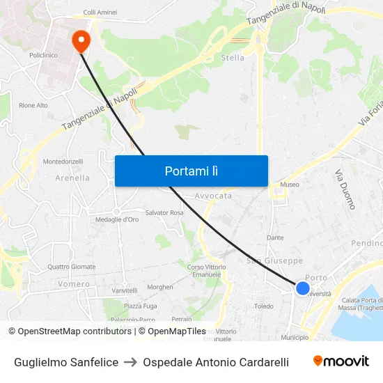 Guglielmo Sanfelice to Ospedale Antonio Cardarelli map