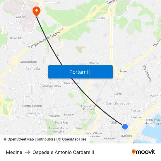 Medina to Ospedale Antonio Cardarelli map