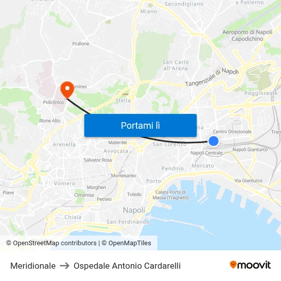 Meridionale to Ospedale Antonio Cardarelli map
