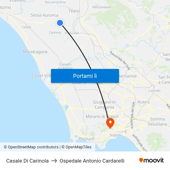 Casale Di Carinola to Ospedale Antonio Cardarelli map