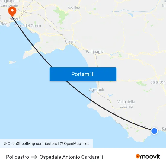 Policastro to Ospedale Antonio Cardarelli map