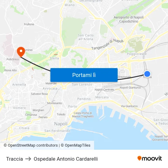 Traccia to Ospedale Antonio Cardarelli map
