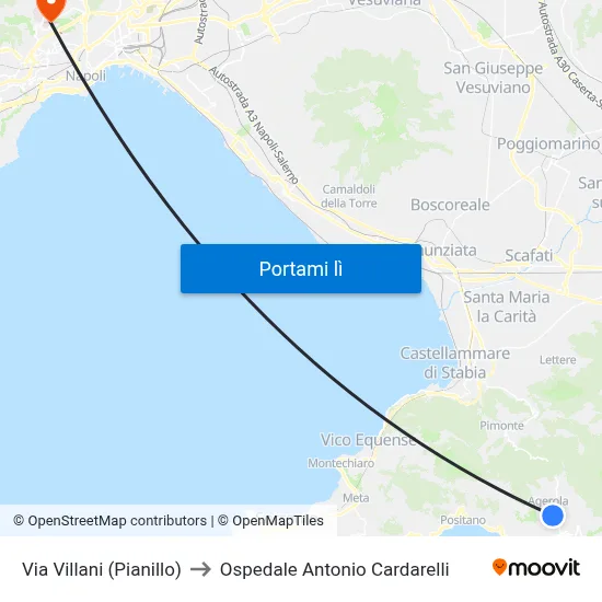Via Villani (Pianillo) to Ospedale Antonio Cardarelli map