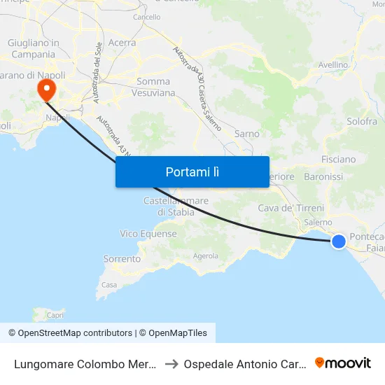 Lungomare Colombo Mercatello to Ospedale Antonio Cardarelli map